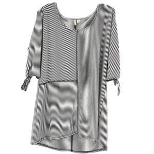 C EST. 1946 Striped Tie Sleeves Blouse Black And White Size Medium